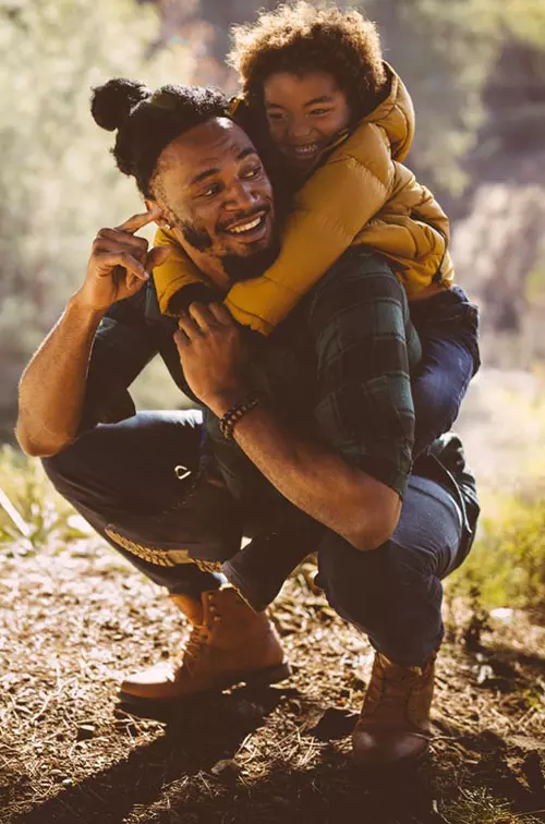 Man and son hiking