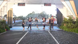 Runner finishing runDisney marathon.