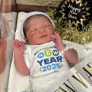 Baby Jeeno is first baby of 2025 at AdventHealth Tampa