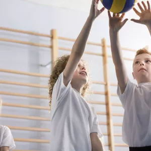 Kids playing volleyball