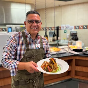 Hernan Gustavo Vasconez at the AdventHealth East Orlando cafeteria 