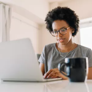 woman working on laptop