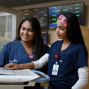 two female nurses working