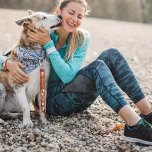 Runner resting with dog