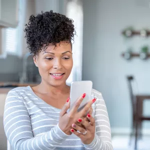 Woman on a video call.