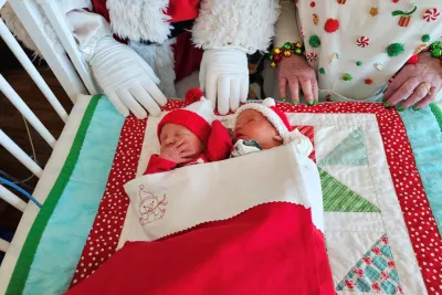 Twins with Santa and Mrs. Claus