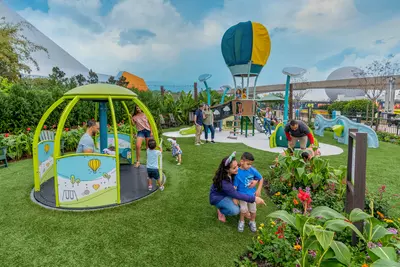 Playground equipments at the AdventHealth Healthfull Trail during the 2022 Epcot Flower and Garden Festival.