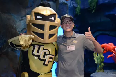 UCF mascot Knightro and Patient