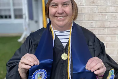 Ann Pettey in graduation robes