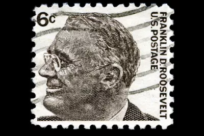 Stamp of Franklin D. Roosevelt.