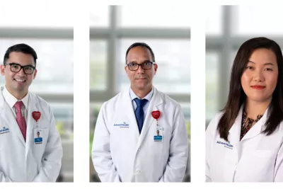 Pictured left to right are general surgeon Dr. Huy Hoang, gastroenterologist Dr. Tomas Rodriguez-Molinet, and vascular surgeon Dr. Min Li Xu.    