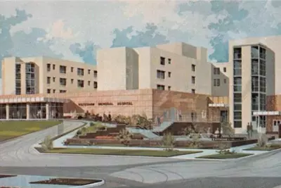 Illustration of Waterman Memorial Hospital, now AdventHealth Waterman.