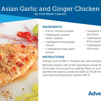 a recipe card for asian chicken