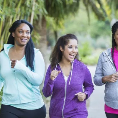 Three Friends go for a Walk in a Park