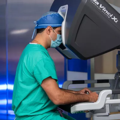 Doctor using robotic surgery