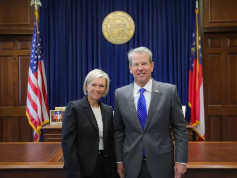 Amy Jordon and Gov. Brian Kemp