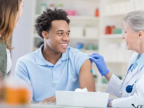 Man getting a flu shot