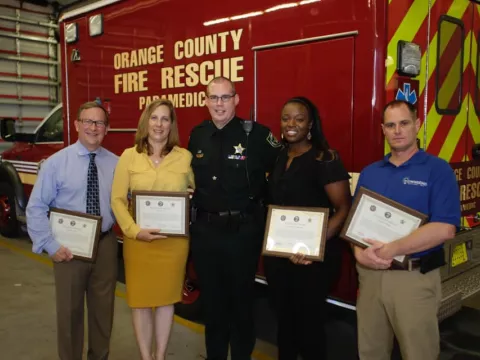 In a heroic act, four strangers, two of them from AdventHealth, stop on the side of the road to save a sergeant from a fiery crash.