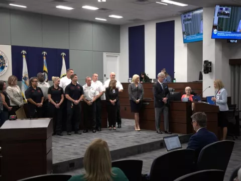 AdventHealth Ocala President and CEO Erika Skula thanked Marion County Fire Rescue for their exceptional work and partnership