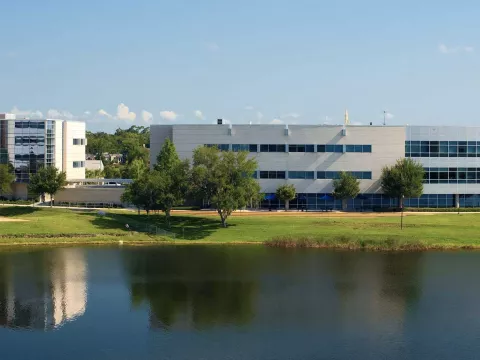 A lakeside view of AdventHealth University