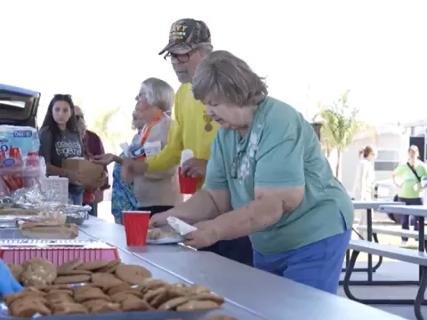 Southern Charm RV Resort residents receive Thanksgiving food from AdventHealth Zephyrhills and Fresh Start of Pasco.