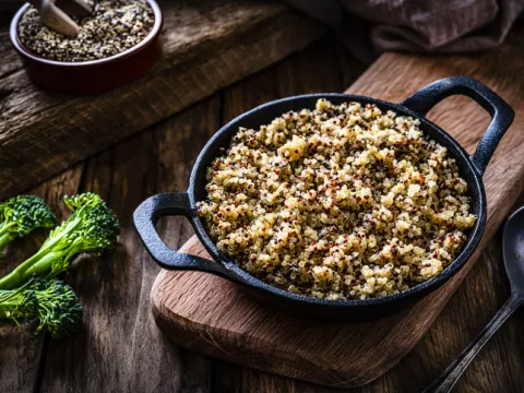 Autumn Quinoa, Black Bean and Sweet Potato Salad with Maple Cider Vinaigrette