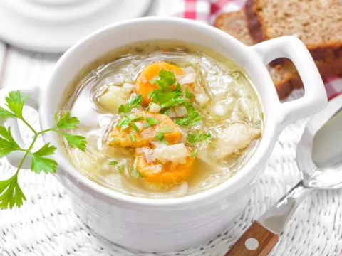 Ginger Garlic Chicken Soup with Greens