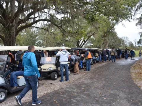 a photo of the group from the clay shoot