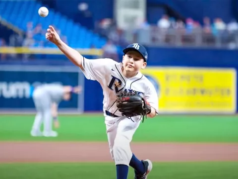 Colton throwing a baseball