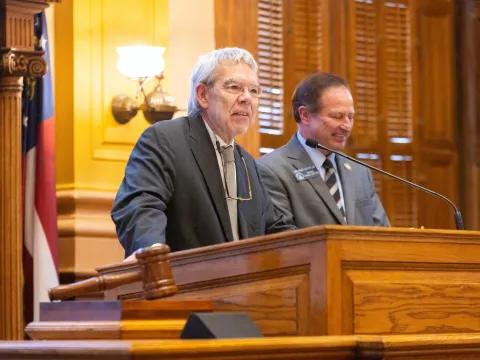 Michael Ware, MD, FACC, addressed the House and Senate at the beginning of Thursday’s legislative session.