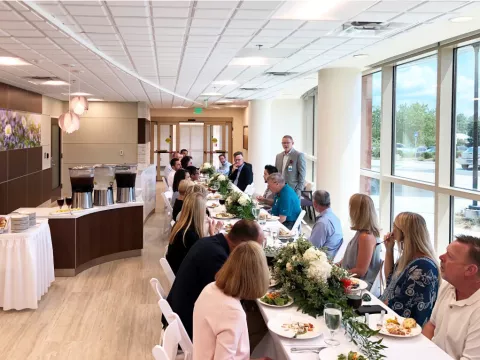 Pete Weber speaks at the Edna Owens Breast Center lunch