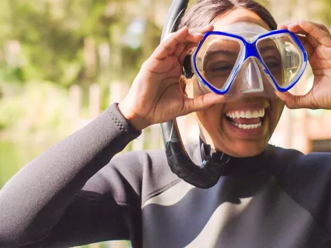 Benny snorkeling during the Feel Whole Challenge.