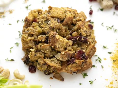 Mound of stuffing on a white surface