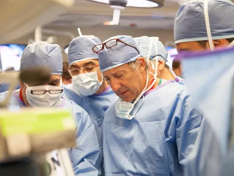 Surgeons working in a Nicholson Center Skills Lab.