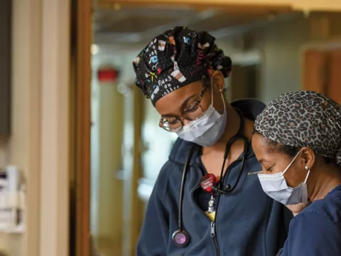 Nurses wearing masks