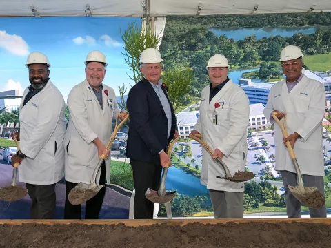 AdventHealth employees at the Wesley Chapel expansion groundbreaking ceremony.