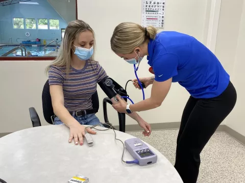 Marion County students gets blood pressure taken