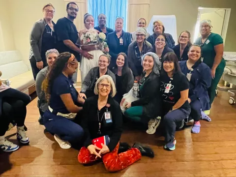 The nursing team at AdventHealth for Women that planned a wedding for a patient who had her baby early and got married at the hospital.