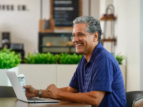 Patient at coffee shop