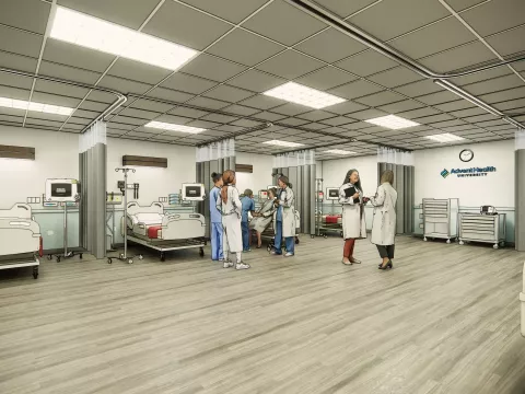 Simulation Lab Rendering at AdventHealth University Tampa