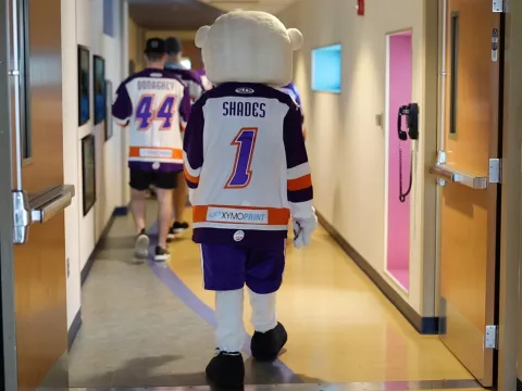 Solar Bears and Shades walking through hospital hallway.