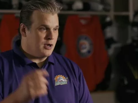 Head Coach of the Solar Bears, Drake Berehowsky.