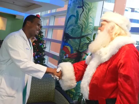 John Hayes (Santa) thanks Dr. David Spurlock and team for stabilizing his decade-long battle with AFib.