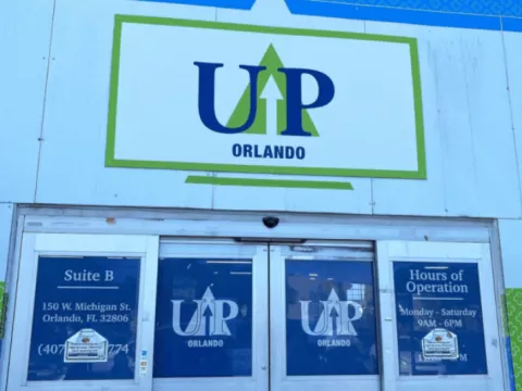 The entrance of United Against Poverty in Orlando, Florida.