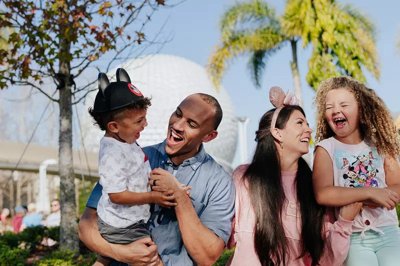 Happy family visiting Epcot.