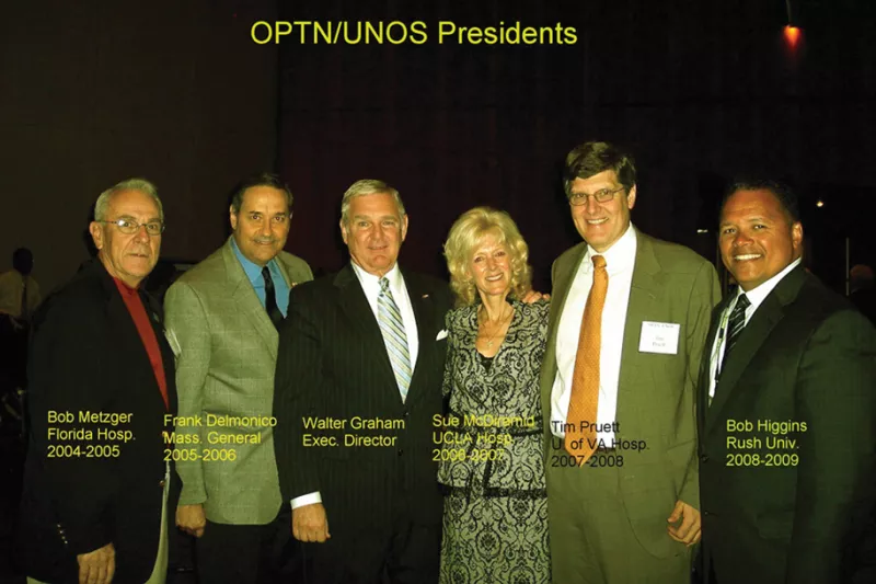In 2008, past Organ Procurement and Transplant Network (OPTN) and United Network for Organ Sharing (UNOS) Presidents gather at a recognition event.