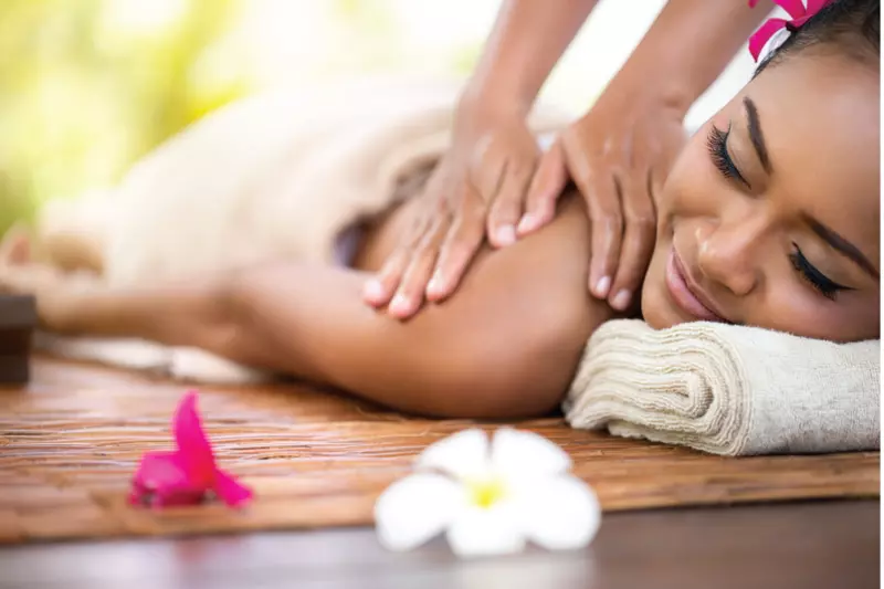 A woman receives a massage.