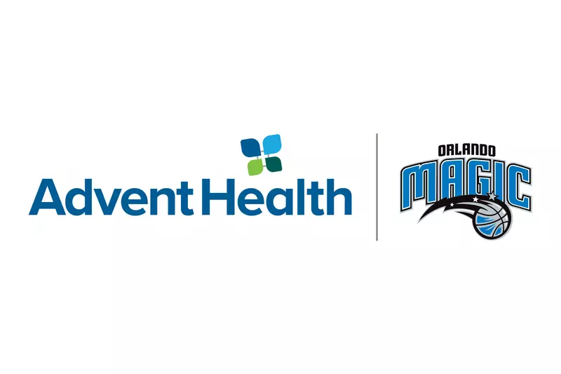 AdventHealth and Orlando Magic Partnership Logo.