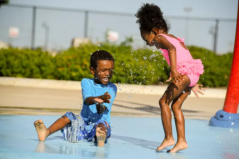 Children having fun at the waterpark