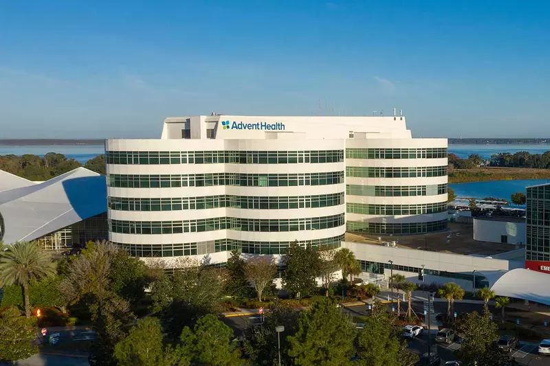 The fused, triple-tower building that makes up AdventHealth Waterman